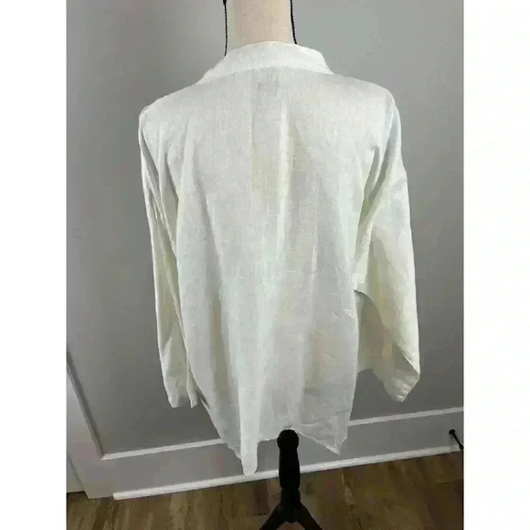 Match Point Linen Tunic Blouse Women's 2XL Minimalist Lagenlook White Buttons - Picture 8 of 14